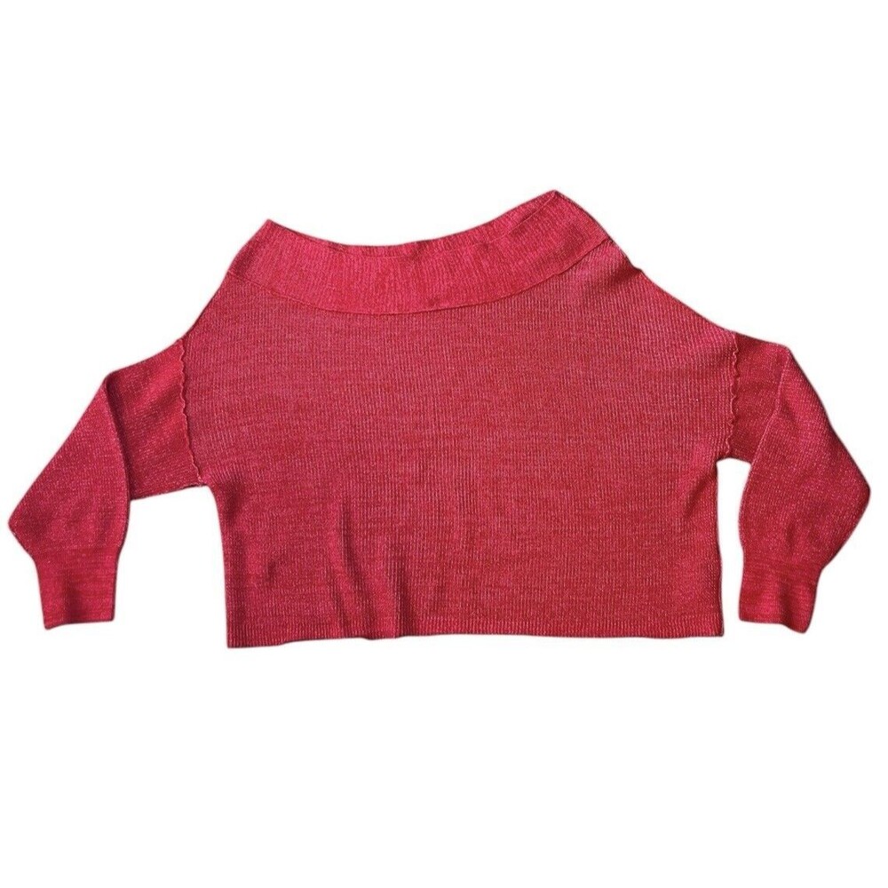 Free‎ People Alana Pullover Knit Red Pink Sweater Womens Sz Large